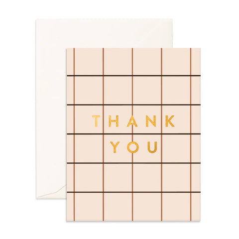 " Thank You Cream Plaid " Greeting Card