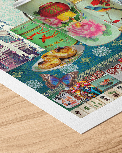 Etching paper print of Hong Kong Mahjong Artwork