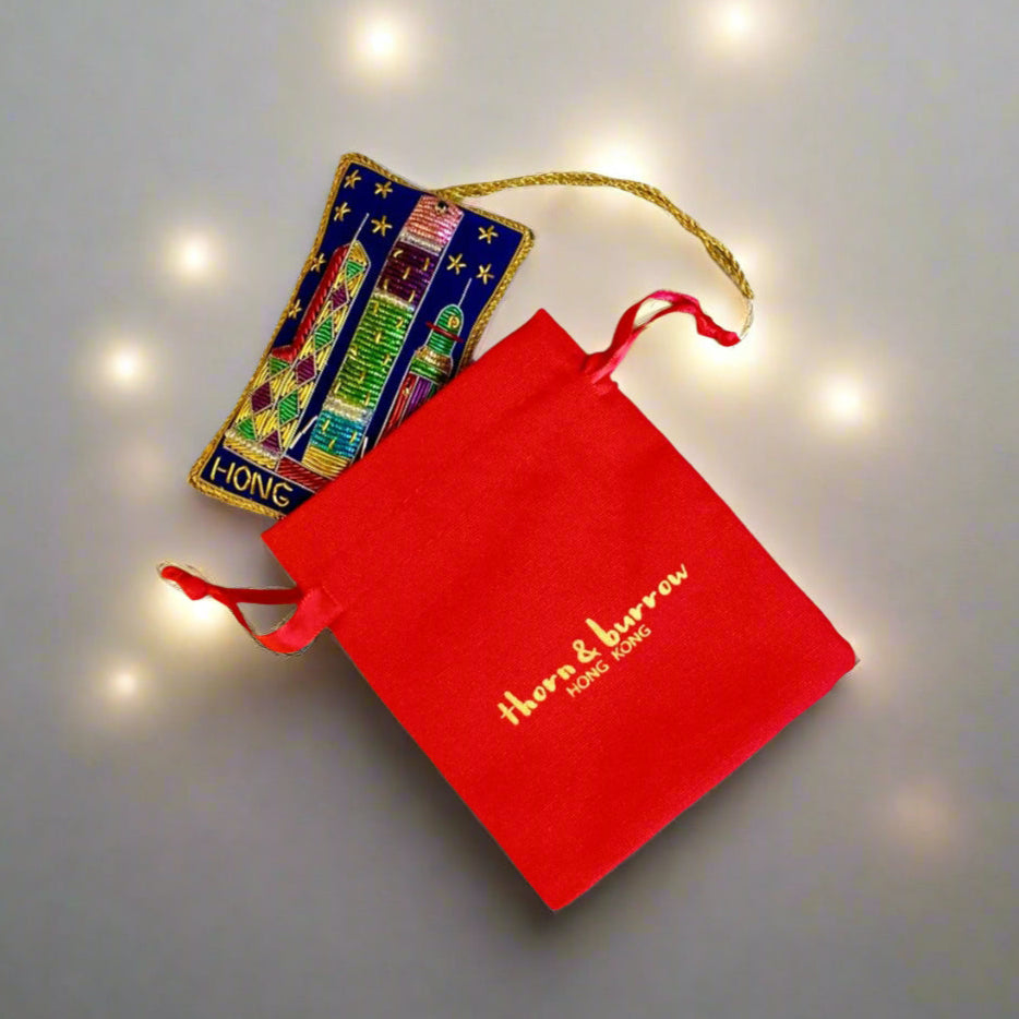 EMBROIDERED ORNAMENT : HK Skyline - Thorn and Burrow