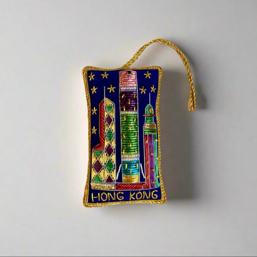 EMBROIDERED ORNAMENT : HK Skyline - Thorn and Burrow