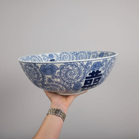 Blue & White Ceramic Centerpiece Bowl