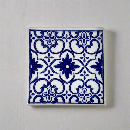 Blue & White Ceramic Tile Coaster