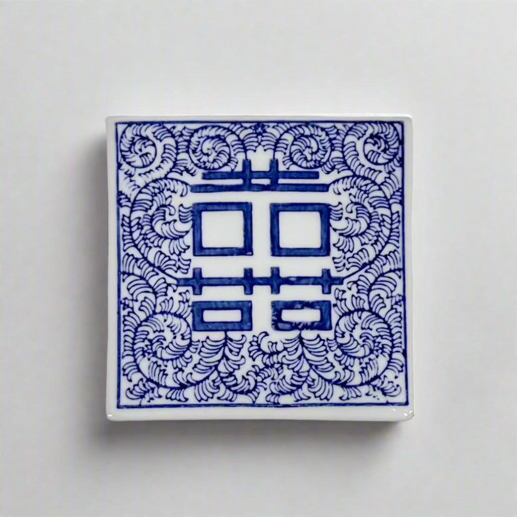 Blue & White Ceramic Tile Coaster