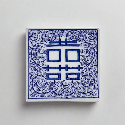 Blue & White Ceramic Tile Coaster