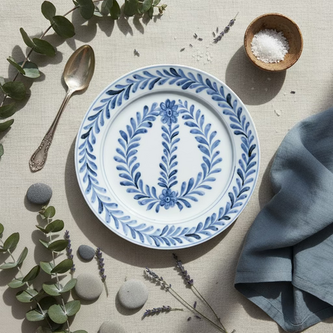 Secret Garden Blue Art Nouveau Fine Bone China Plate - Thorn and Burrow