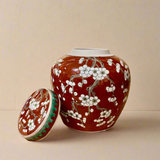 Cherry Blossom Ceramic Round Ginger Jar with Lid