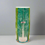 Chinese Hand-Painted Bok Choy Cabbage Leaf Ceramic Umbrella Stand