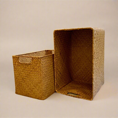 Woven Rettan Basket with Handles