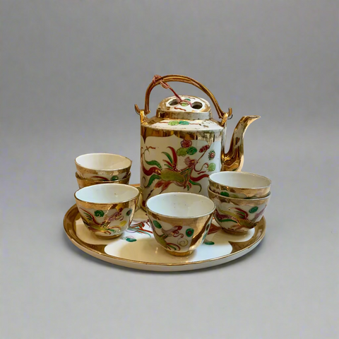 Vintage Gold Dragon & Phoenix Tea Set