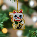 EMBROIDERED ORNAMENT : Lucky Cat