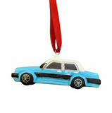 Taxi Hand Carved Wooden Ornament