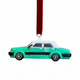 Taxi Hand Carved Wooden Ornament