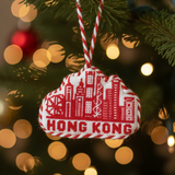 Hong Kong Skyline Candy Cane Needlepoint Ornament