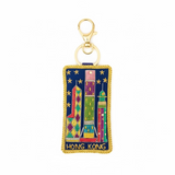 EMBROIDERED Bag Charm : Hong Kong Neon Skyline