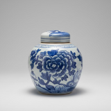 Blue & White Ceramic Round Ginger Jar