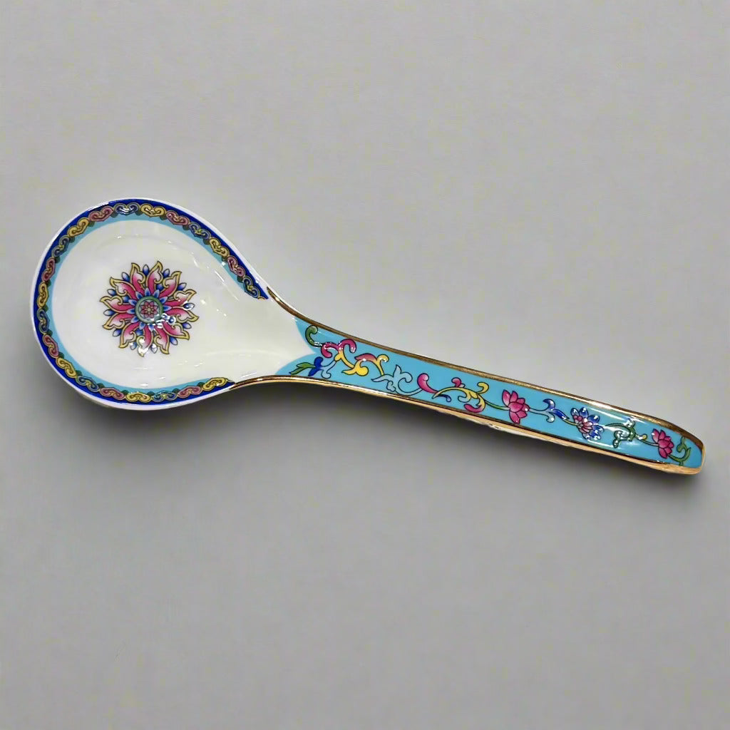 Royal Flora bone china spoon, turquoise