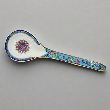 Royal Flora bone china spoon, turquoise