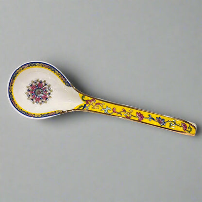 Royal Flora bone china spoon, yellow