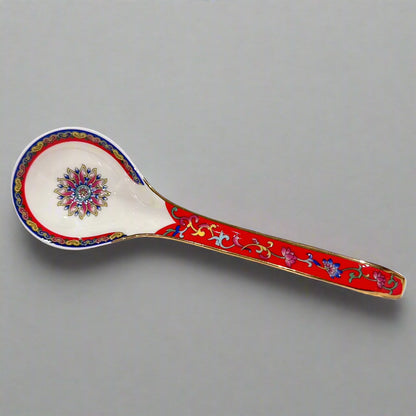 Royal Flora bone china spoon, red