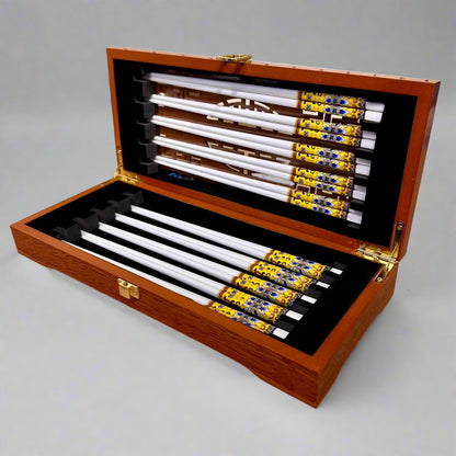 Royal Flora bone china 10-piece chopsticks set, yellow