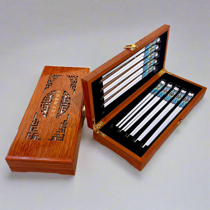 Royal Flora bone china 10-piece chopsticks set, turquoise