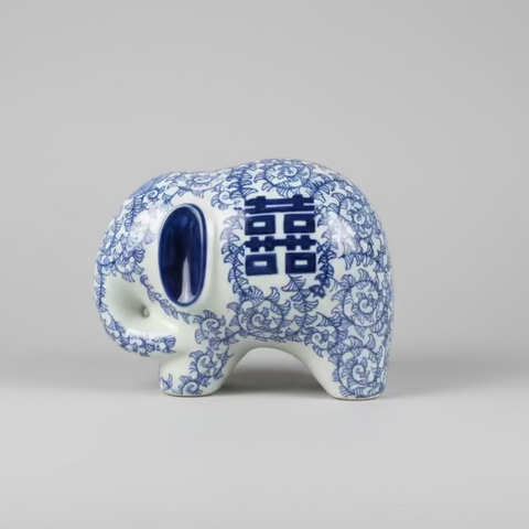 Double Happiness Ceramic Elephant