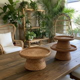 Woven Rattan Pedestal Stand - Thorn and Burrow