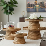 Woven Rattan Pedestal Stand - Thorn and Burrow