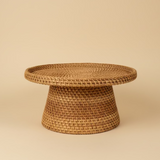 Woven Rattan Pedestal Stand - Thorn and Burrow