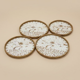 Round Woven Rattan and Capiz Shell Serving Tray - Thorn and Burrow