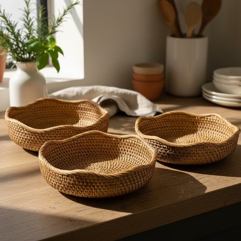 Woven Rattan Bowl