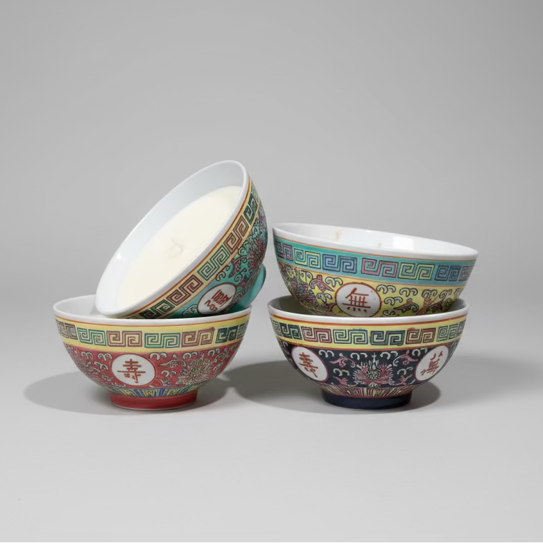 Colourful Chinese Rice Bowl with Candle