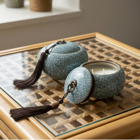 Craquelure Celadon Tea Canister Candle
