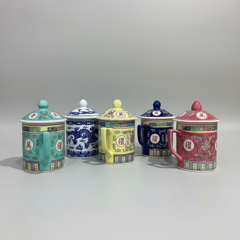 Chinese Mug with Lid and Candle