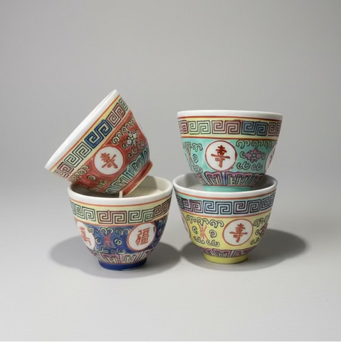 Colourful Chinese Tea Cup with Candle