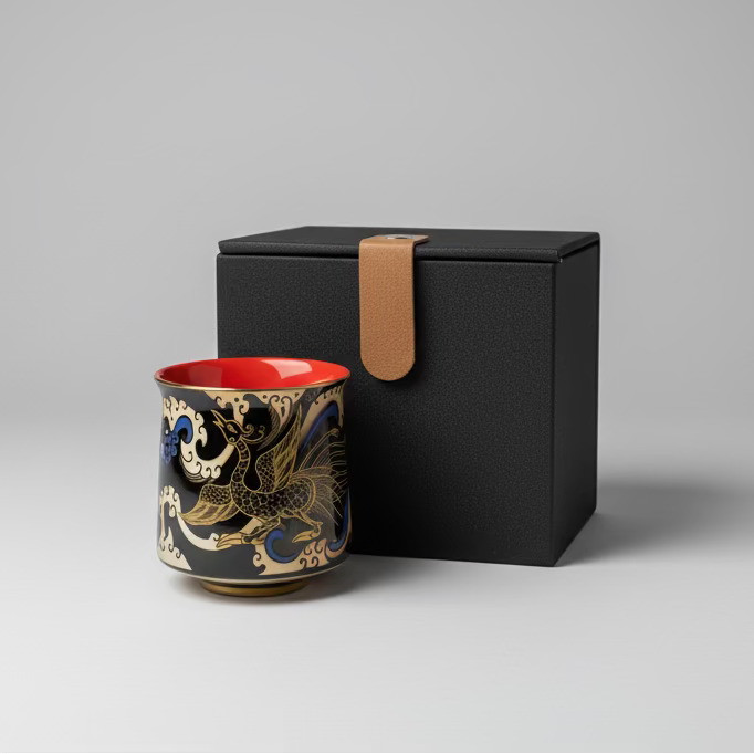 Noble Gold Ceramic Teacup Candle in Gift Box