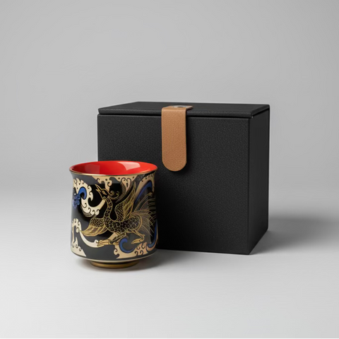 Noble Gold Ceramic Teacup Candle in Gift Box