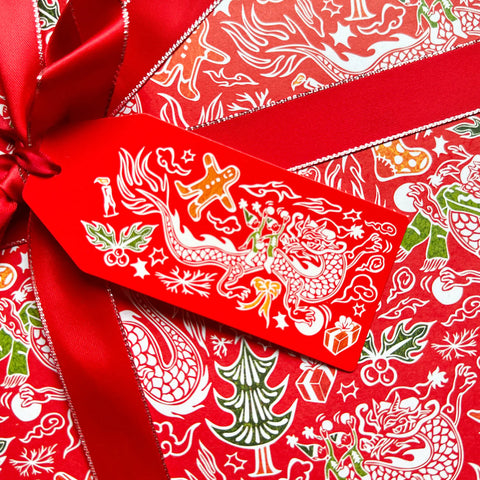 " Red Festive Dragon " Gift Tag