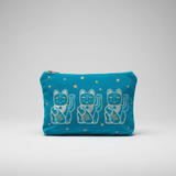 Velvet Lucky Cat Purse (Turquoise)