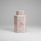 Floral Hexagon Ceramic Storage Jar with Lid