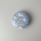 Hand-Painted Blue & White Floral Ceramic Round Canister with Lid