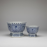 Blue & White Hexagon Planter Pot