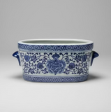 Floral Oval Ceramic Planter Pot with Handles