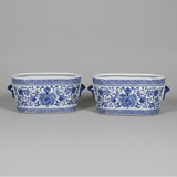 Floral Oval Ceramic Planter Pot with Handles