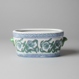 Floral Oval Ceramic Planter Pot with Handles