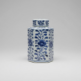 Floral Hexagon Ceramic Storage Jar with Lid