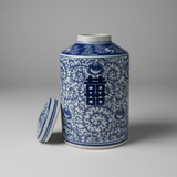 Blue & White Double Happiness Tea Jar