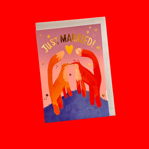 " Foxes Just Married " Greeting Card