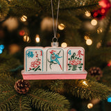 " Pink Mahjong Tiles " Asia Series Glass Hanging Ornament