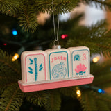 " Pink Mahjong Tiles " Joker Asia Series Glass Hanging Ornament